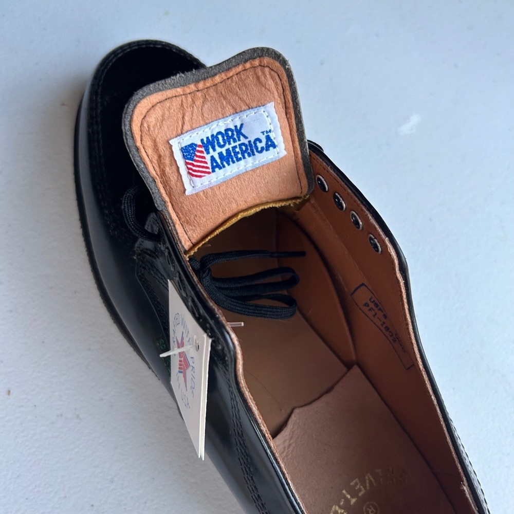 Mason Velvet-Eez Split Toe Postman Oxford Mens 10.5 D Black Leather Vintage NOS
